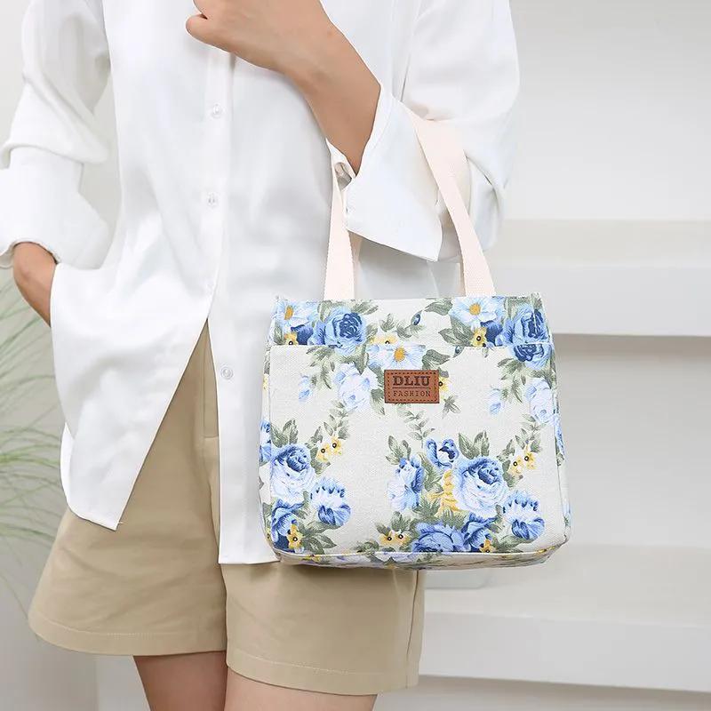 WTEMPO Large Capacity Insulated Handbags Hand-carried Lunch Bag for Work Oil-proof Lunch Box Bag Mommy Zipper Bags