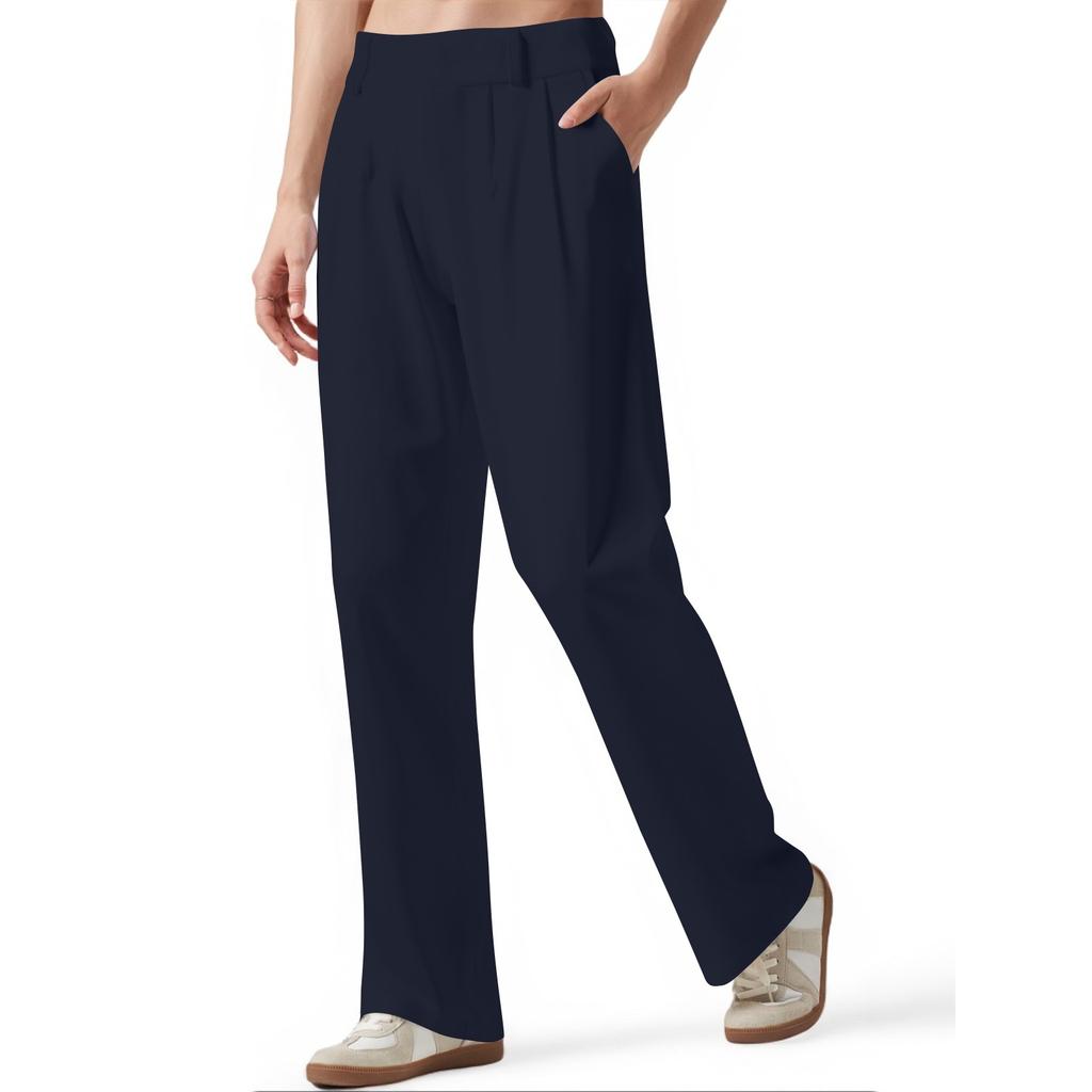 Women's High Waist Casual Wide Leg Palazzo Pants Business Work Trousers Long Straight Suit Pants Flowy Trousers With Pockets