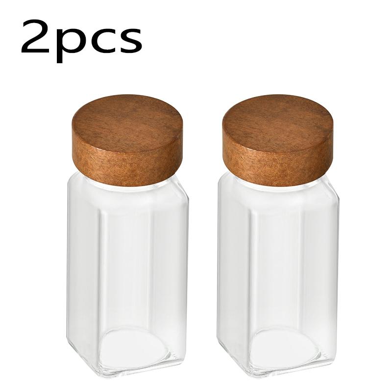 

Square Seasoning Jar 40oz Acacia Wood Pepper Powder Bottle, Sprinkling Jar, Cross-border 24 Glass Seasoning Jars