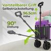 Mini Wagon Foldable Small 100KG, Hand Cart, Shopping Cart Camping Cart with Height-Adjustable Handle, Light & Space-Saving & Stable, Purple