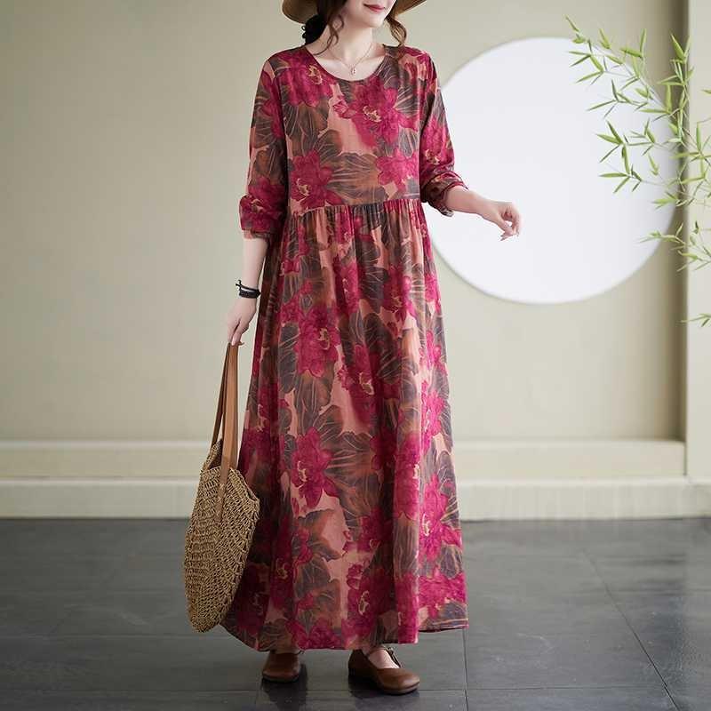 Vacation Style Travel Round Neck Vintage Dresses