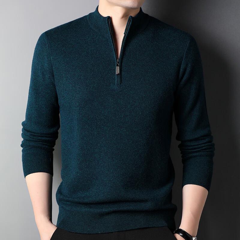 Men s Pure Wool Half-Zip Pullover Sweater L