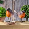 Set of 2 Resin Robin Bird Figurines Lifelike Couple Bird Statue Home Decor Desktop Ornament for Living Room Entryway