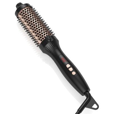 Hair Straightener Brush 2 In 1 Ionic Ceramic Tourmaline Volume Curl Hot Comb Curler Dual PTC LED Display Travel US Stock