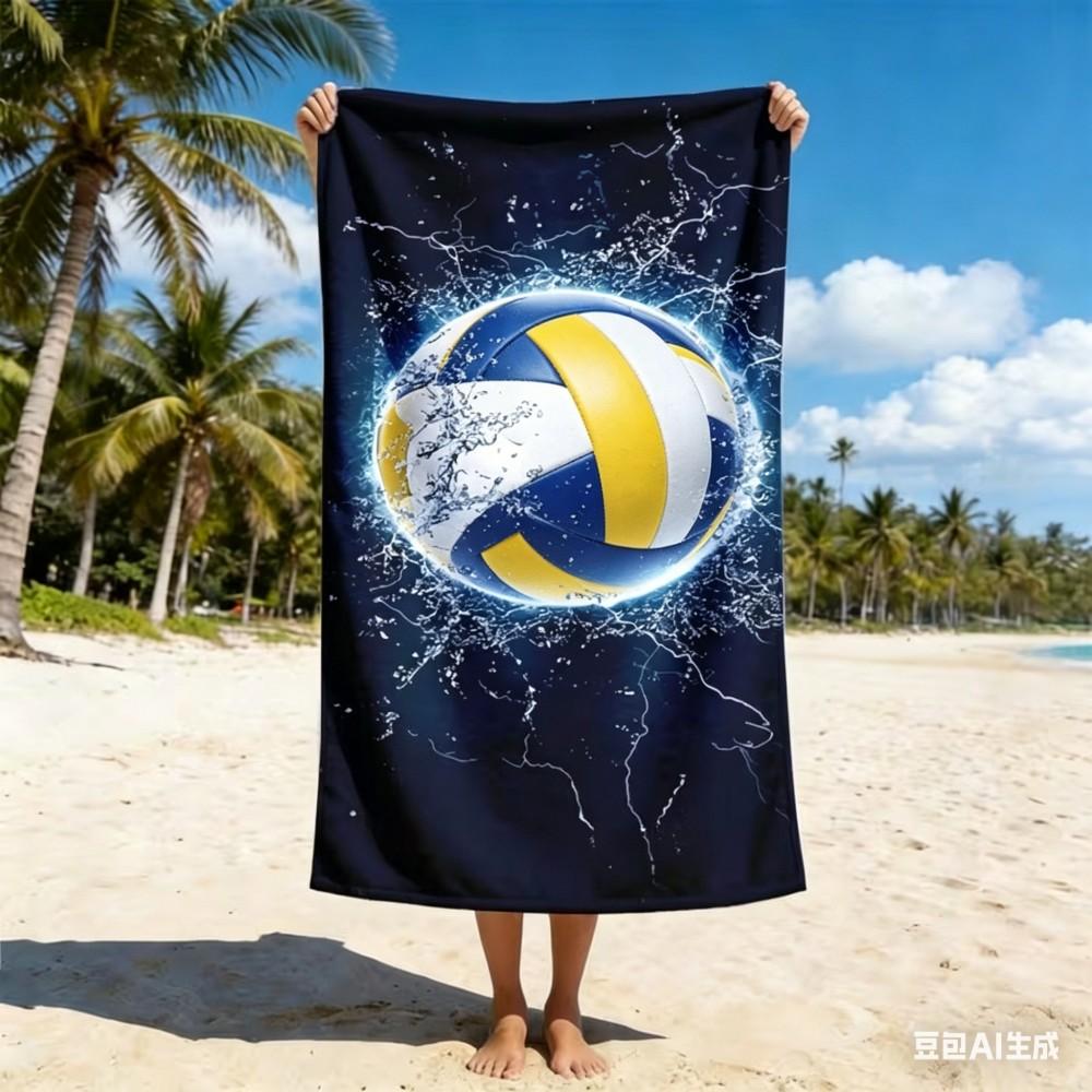 Quick Dry Microfiber Beach Towel Sand Free, Football Print Large Bath Towel, Lightweight Absorbent Pool Swim Yoga Gym Towels