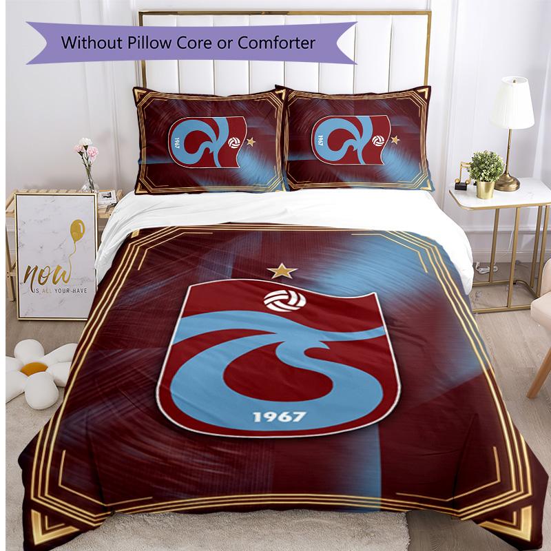Set Lenzuola Trabzonspor FC Stampato 3 Pezzi Copripiumino Traspirante con Federe Biancheria da Letto Decorativa per Camera da Letto Casa
