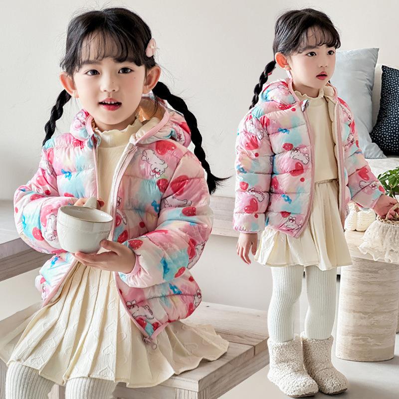 Foreign Style Winter Baby Girl Thickened Short Cotton-padded Jacket Girls' Warm Cotton-padded Clothes Children's Autumn Pink Tie Dye Printing Coats