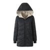 2026 Herbst Winter Damen Wellenmuster Kapuzenmantel Mittellang, Mit Kunstlammfell gefütterte lockere Thermojacke, Warmer Parka aus Plüschfleece für kaltes Wetter