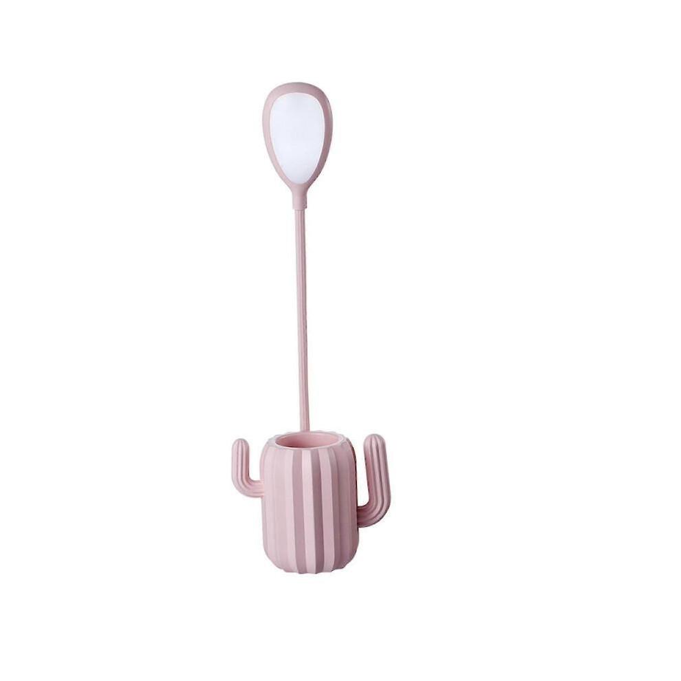 (Pink)Desk Lamp Eye Protection Table Lamp Cactus Pen Holder Led Table Lamp Charging Student Bedside Dormitory Reading Natural Light Table Lamp Lamp