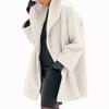 Womens Fashion Fall Winter Coat Loose Fit Round Neck Hooded Wool Blend Overcoat Multiple Colors