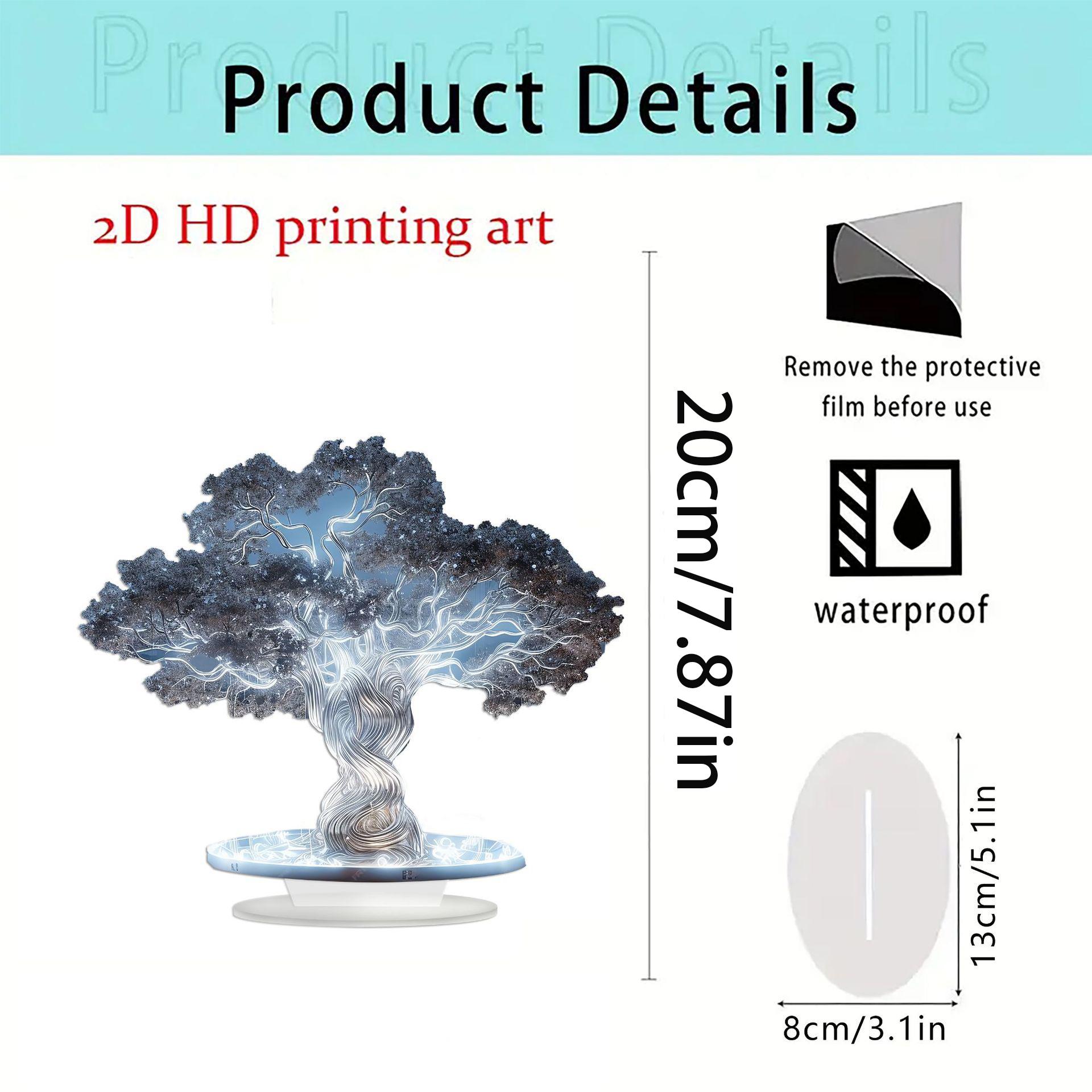 Многоцветное акриловое Дерево жизни, настольное украшение, цветущая жизнь, домашний орнамент с водонепроницаемым основанием