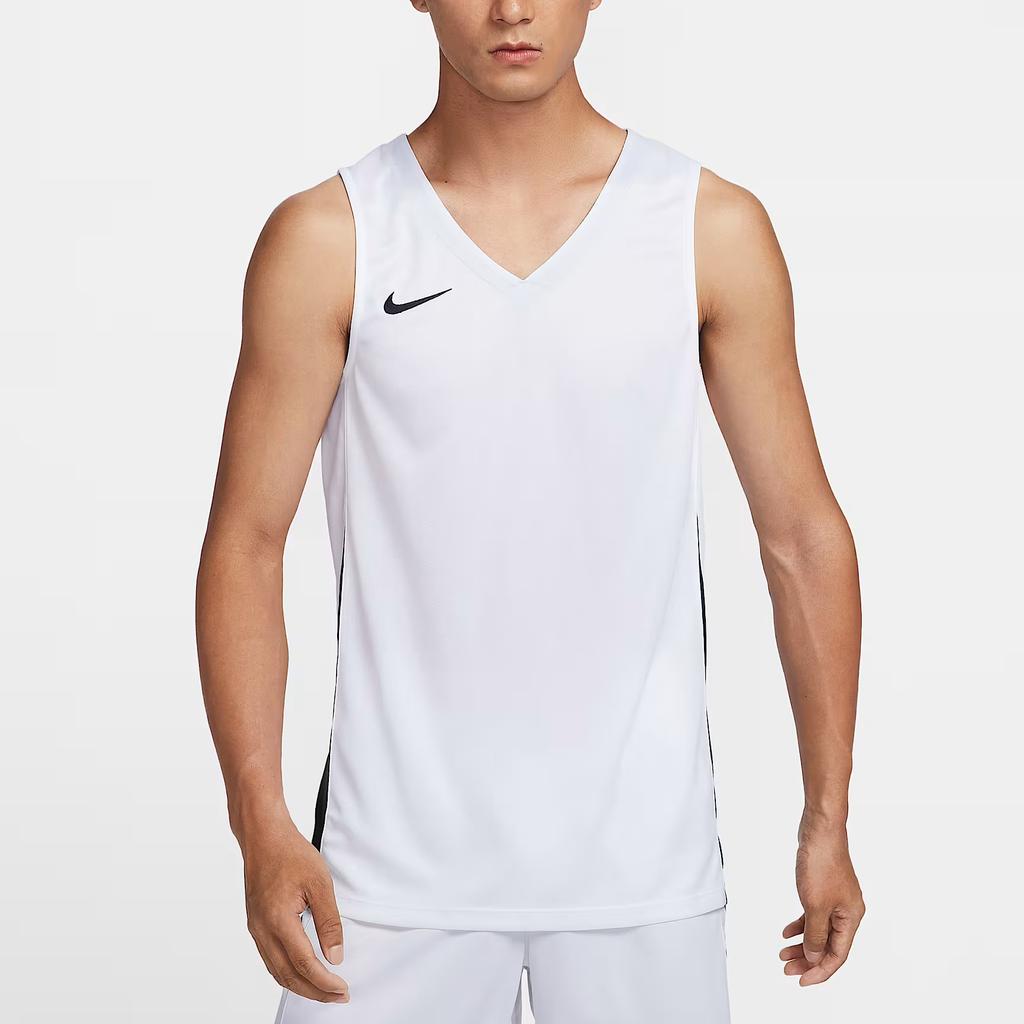 Nike Color Block Breathable V-Neck Sleeveless Basketball Jersey Men Tops White HF0519-100