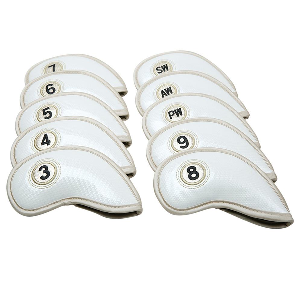 10pcs/Set High Strength PU Leather Golf Iron Head Covers Set