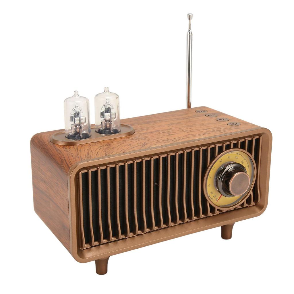Mini Wooden FM Stereo Sound Radio Vintage Imitation Wood Grain Portable Bluetooth Speaker