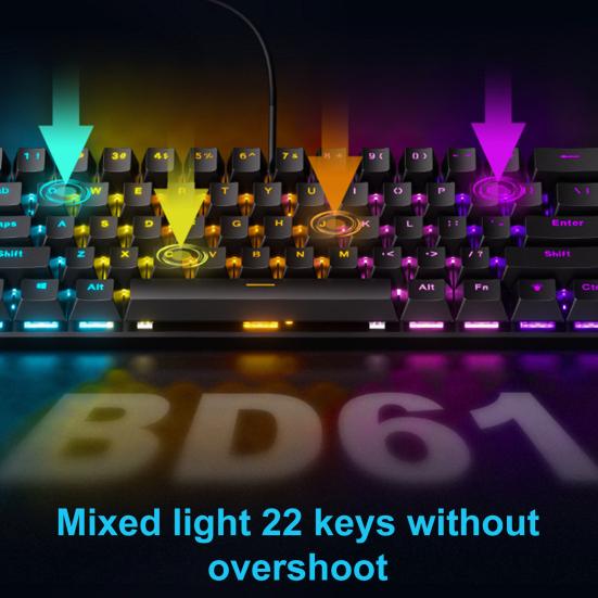 61-клавишная механическая клавиатура с эффектами RGB-подсветки, эргономичный дизайн, регулируемая универсальная проводная игровая клавиатура Plug-Play