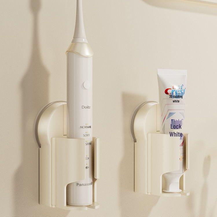 Electric Toothbrush and Mouthwash Cup Holder - Wall-Mounted Bathroom Storage Rack.