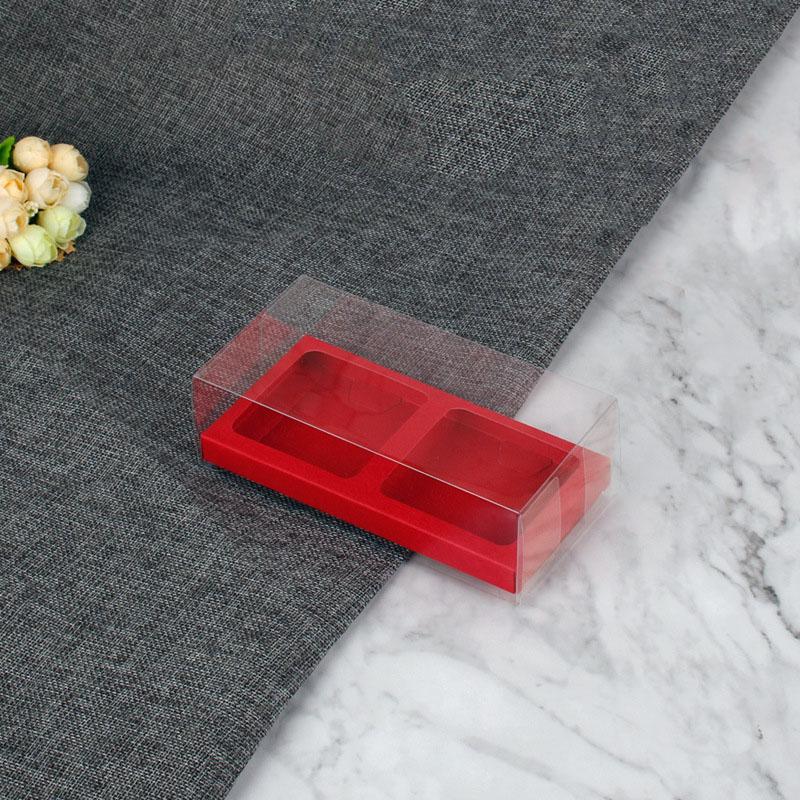 WTEMPO 2-cavity Transparent Mini Presents Display Storage Boxes Portable Gift Boxes with Handle Ropes Pastry Packaging Boxes
