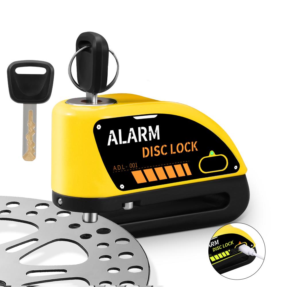 Anchtek Rechargeable Padlock Motorcycle Alarm Wheel Disk Brake Lock 120db Security Moto Padlock Anti Theft Motorcycle Disc Lock жёлтый