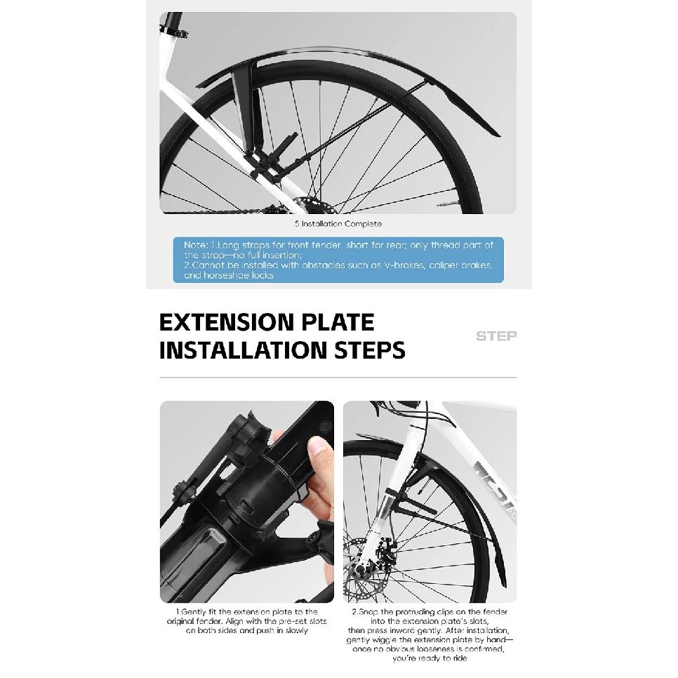 WEST BIKING Bike Fender Set 2PCS Full Coverage Bicycle Fender Quick-release Bike Front Rear Mudguard For 21c-42c Tire Bike Parts