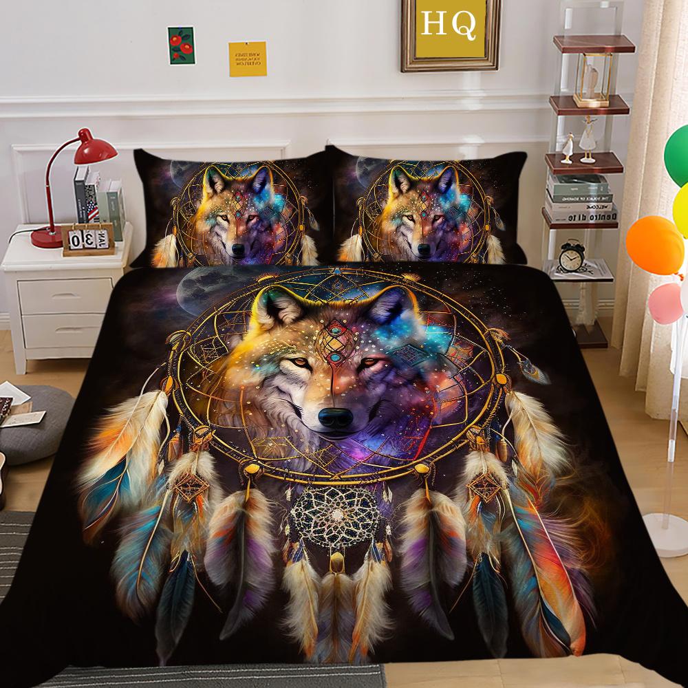 3D Wolf Printing Comforter Cover Set Double Size Microfiber Bedspreads Boy Teen Fashion Home Textiles
