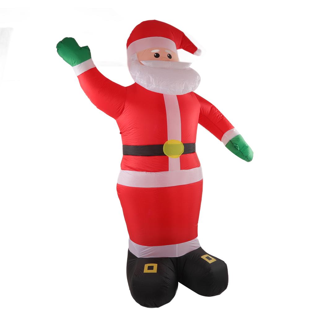 Uppblåsbar Jultomte Vattentät Inbyggd LED Jul Utomhusdekoration med Gröna Händer för Gräsmatta