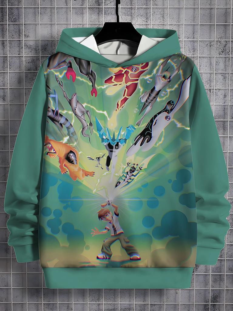 Felpa Casual per Bambini Stampa 3D Ben 10 Tutte le Stagioni Felpa Cool Pullover Top Abbigliamento Unisex Bambino Bambina Felpe