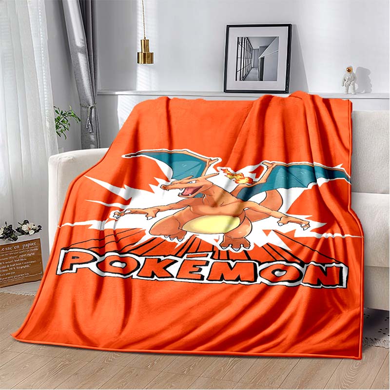 3D-Printed Cute Cartoon Charizard Blanket — Fluffy, Soft, and Warm Throw for Bedroom Decor and Home Comfort