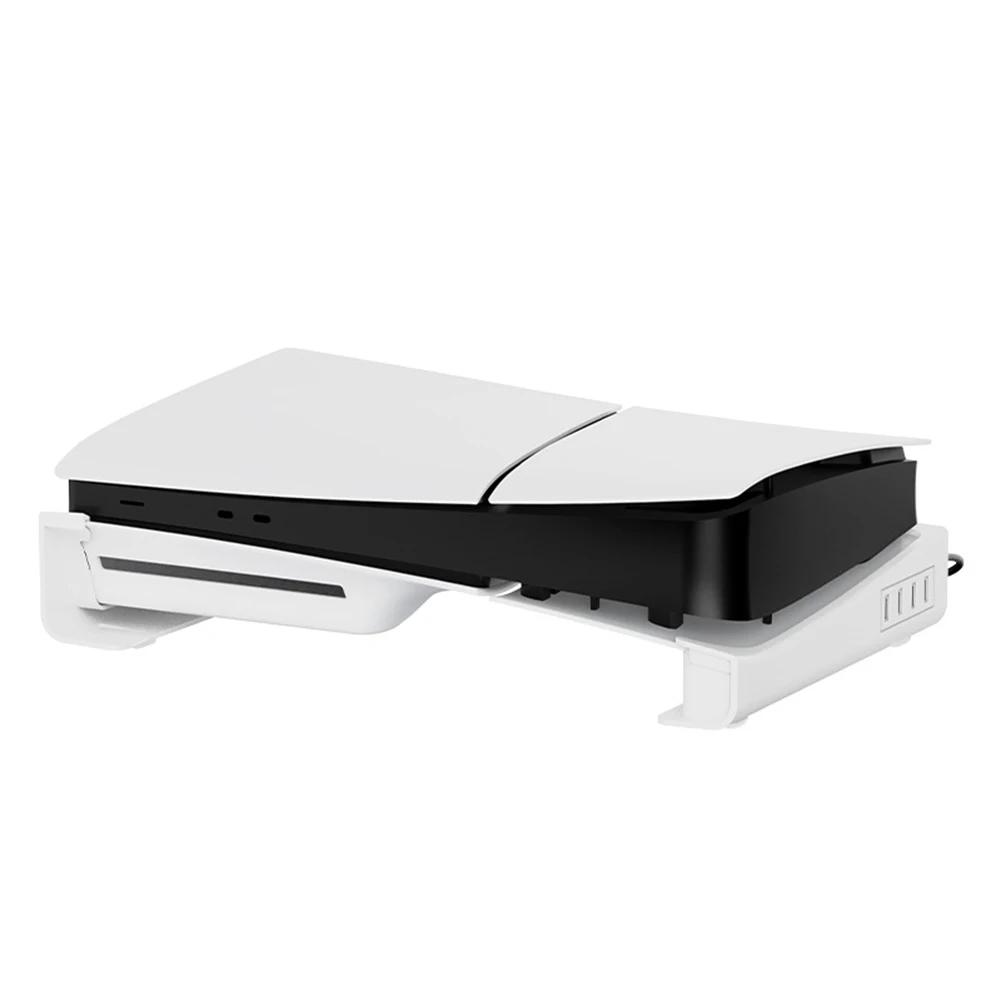 Pro PS5 Slim Holder Horizontální držák stojanu s nabíjecím portem Type-C & 4 Date Transfer USB 2.0 Hub Base pro Playstation 5 Slim