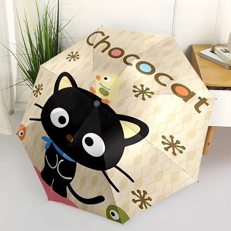 1pc Chococat Duck Automatic Folding Umbrella - Portable 3-Fold Design with Iron Frame, Perfect for Outdoor Use, Festive Gifts, Travel, Daily Use, Suit