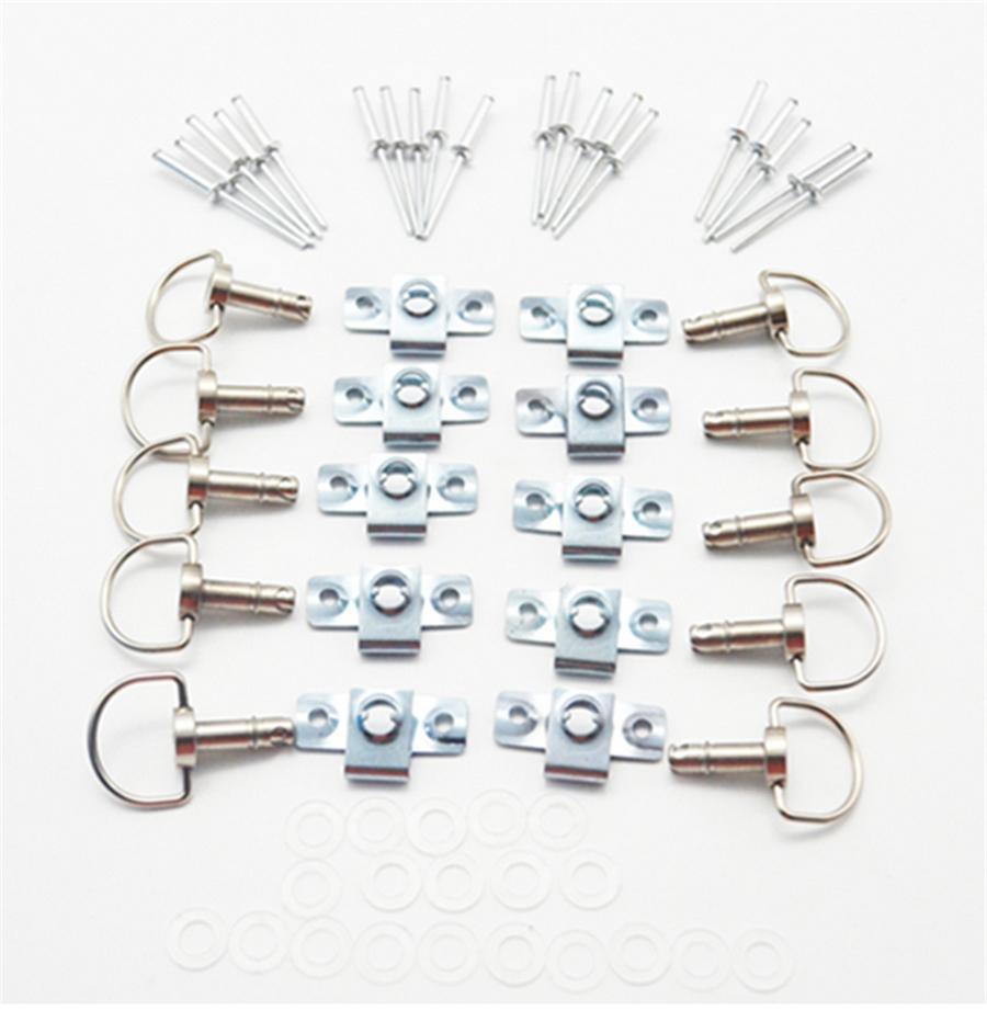 10 Sets 17mm Motorcycle Quick Release D-RING 1/4 Turn Race Fairing Fasteners New
