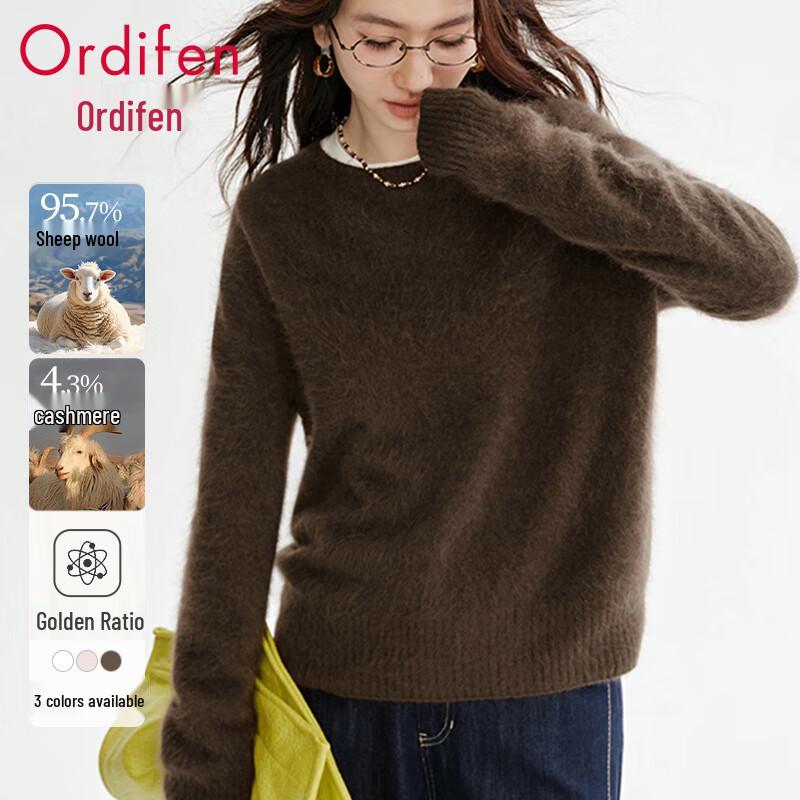 Audifen Women's Merino Wool Blend Round Neck Warm Top