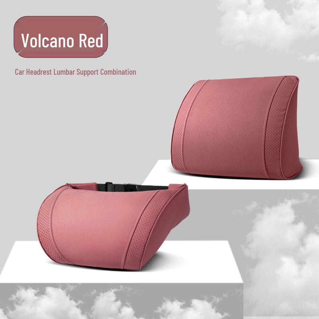 Luxury Leather Velvet Car Neck Pillow & Lumbar Support - Ideal for Drivers
