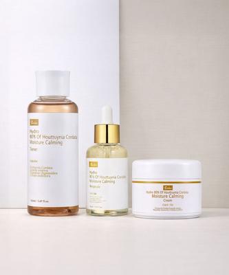 Thinko Hydro 80% Houttuynia Cordata Feuchtigkeitsspendendes Beruhigendes Toner/Ampulle/Creme 3-teiliges Hautpflege-Set