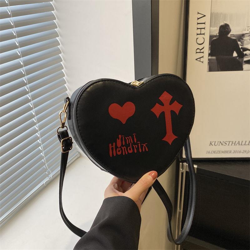 

New Love Printed Crossbody Bag Fashion Foreign Girl 2025 Change Cute Mini Heart Shoulder Bag Women
