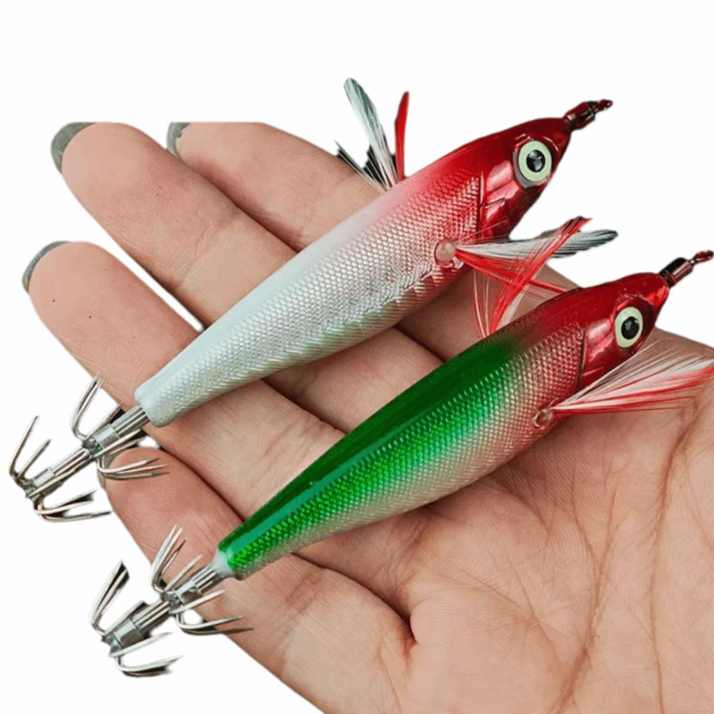 2pcs/set 10cm Length Squid Jig Hook 8.7g Weight Fishing Jig Lure Shrimp Fishing Lures Ocean Fishing