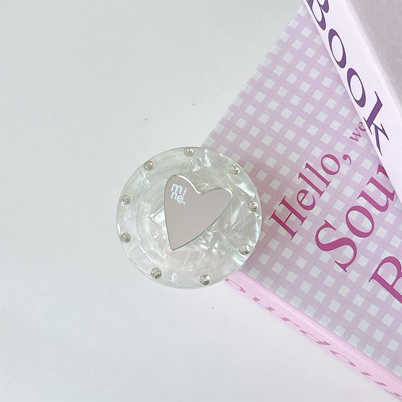 

Rhinestone Heart Phone Holder with Magnetic Telescopic Stand in Ice Silk Feel, Korean Style
