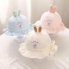 Cute Rabbit Baby Girl Bucket Hat Lace Ruffle Fisherman Cap for Toddler Kids Adjustable Drawstring Basin Caps