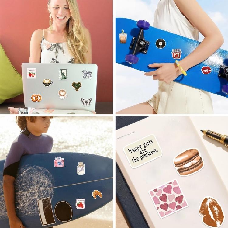 50Pcs Waterproof Removable Stickers For Laptop Luggage Vintage Design Creative DIY Travel Decals