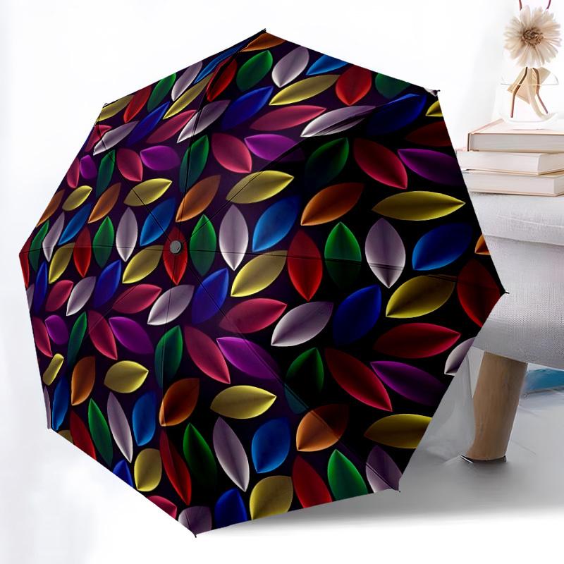 

1pc Colorful Leaves Pattern Automatic Umbrella - Automatic Opening And Closing, Sturdy Iron Frame, Portable Folding Design yy251018135