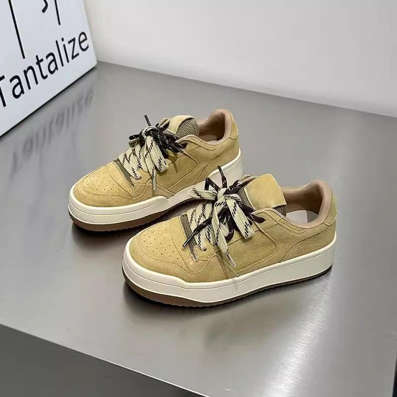 

Retro niche yellow women s tide spring new thick-soled versatile casual sports shoes board shoes 35 жёлтый