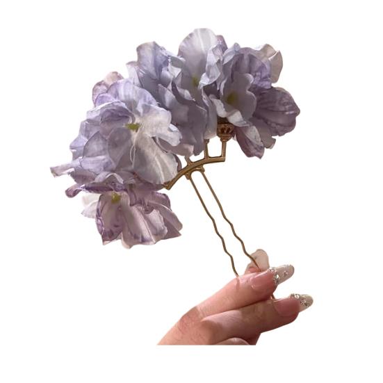 

Hair Stick Artificial Flower Decor Easy to Wear Bun Hair Organizer Decorative Broken Hair Fixer Handmade Hair Accessory фіолетовий