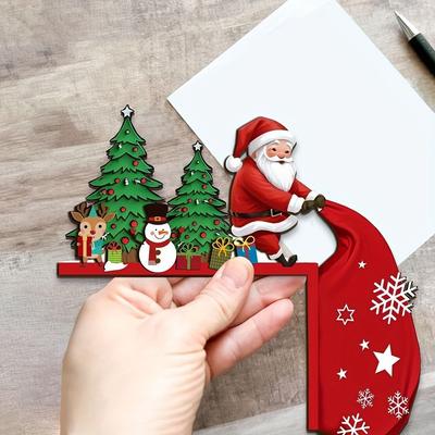 2pcs Wooden Christmas Door Corner Frame Cartoon Santa Claus Door Frame Decoration Modern Door Sign New Year