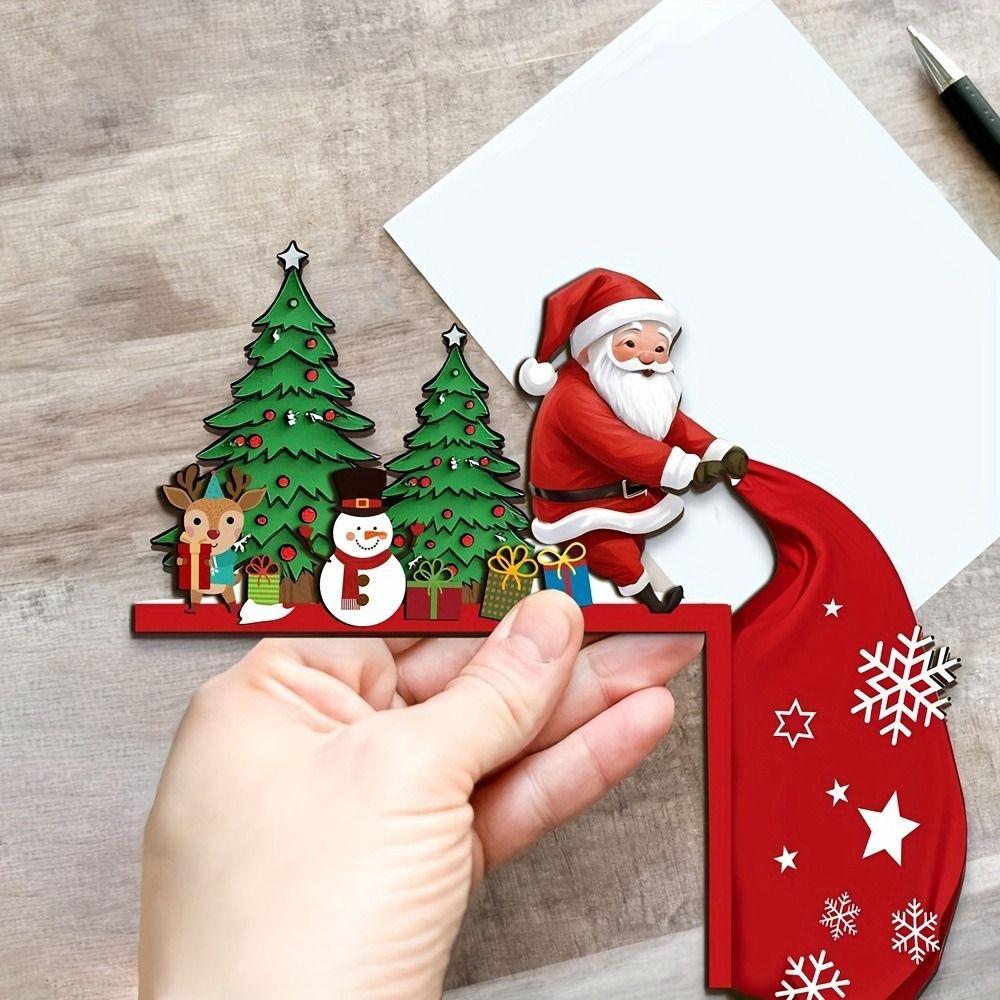 2pcs Craft Wooden Christmas Door Corner Frame Cartoon Modern Door Frame Pendant Santa Claus Door Frame Decoration Gift