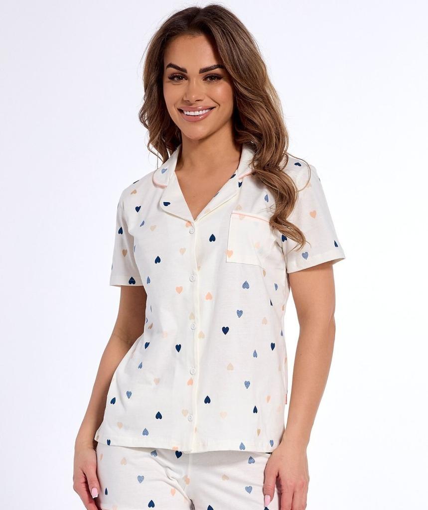 Pijama Cornette 346/310 Love mânecă scurtă S-2XL cu nasturi de damă Cornette