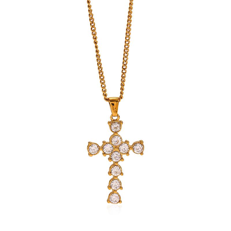 Vintage Minimalist Titanium Steel Cross Necklace Light Luxury Pendant Jewelry for Women Men
