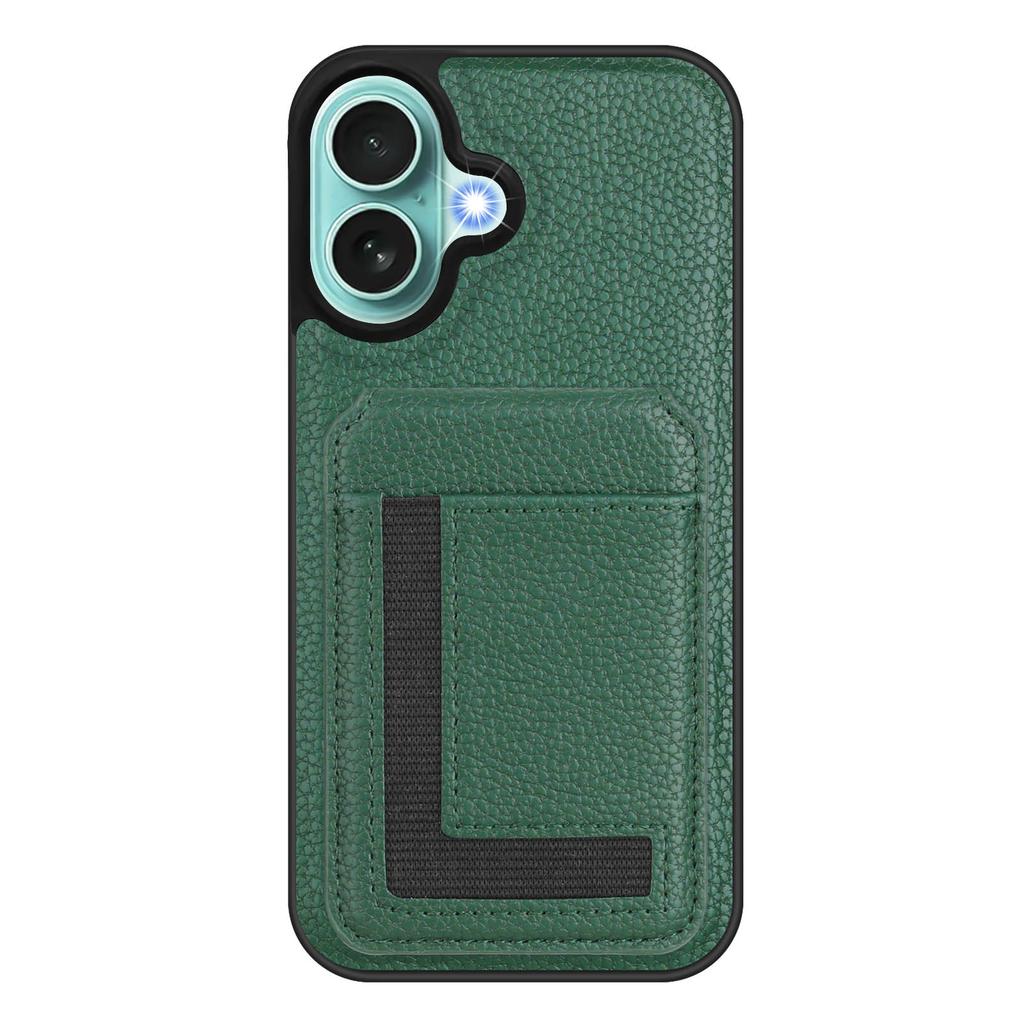 For iPhone 16 Plus Magnetic Case TPU+PU Leather Phone Back Cover with Detachable Card Holder