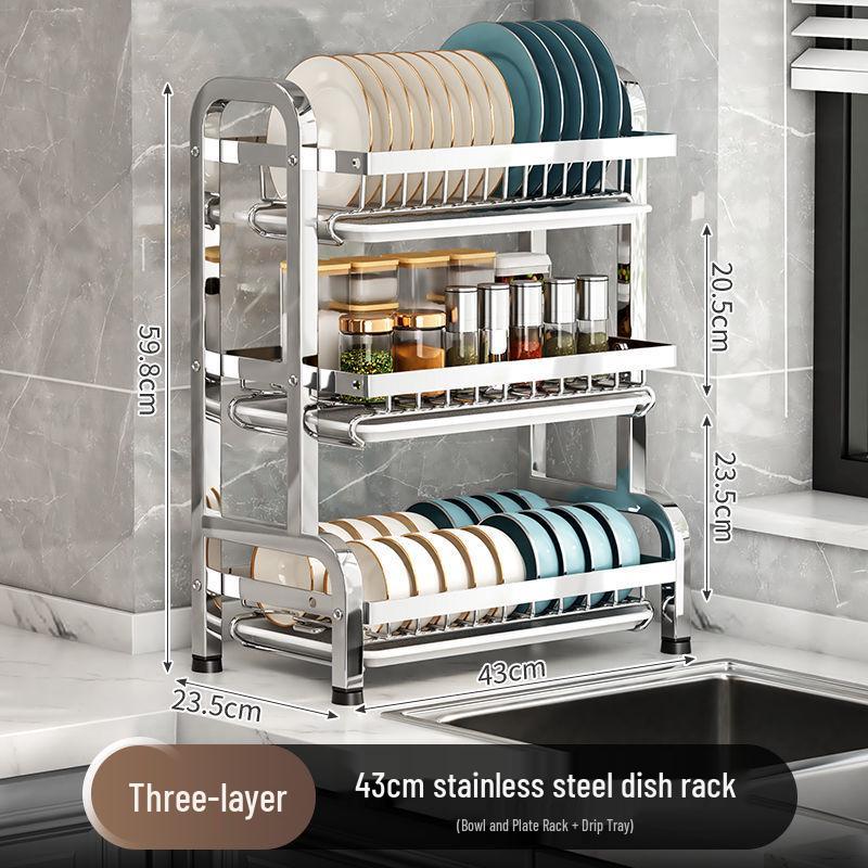 Multi-Functional Stainless Steel Kitchen Storage & Draining Rack