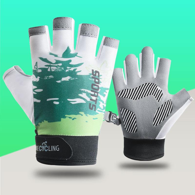 

Thin Style of Exposed Fingers Ice Silk Driving Leak Three Fingers Fishing Full Finger Summer Cycling Fishing Gloves average size