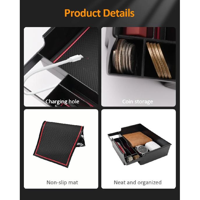 CDEFG for Ford Explorer Accessories 2020-2024 2025 Center Console Organizer Tray (Base, XLT, ST-Line, Limited, Timberline, ST, King Ranch Platinum)