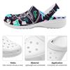 White EVA Clogs with Colorful Eye Print, Lightweight Slip On Garden Shoes, Breathable Beach Sandals, Indoor Outdoor Slippers for Men Women